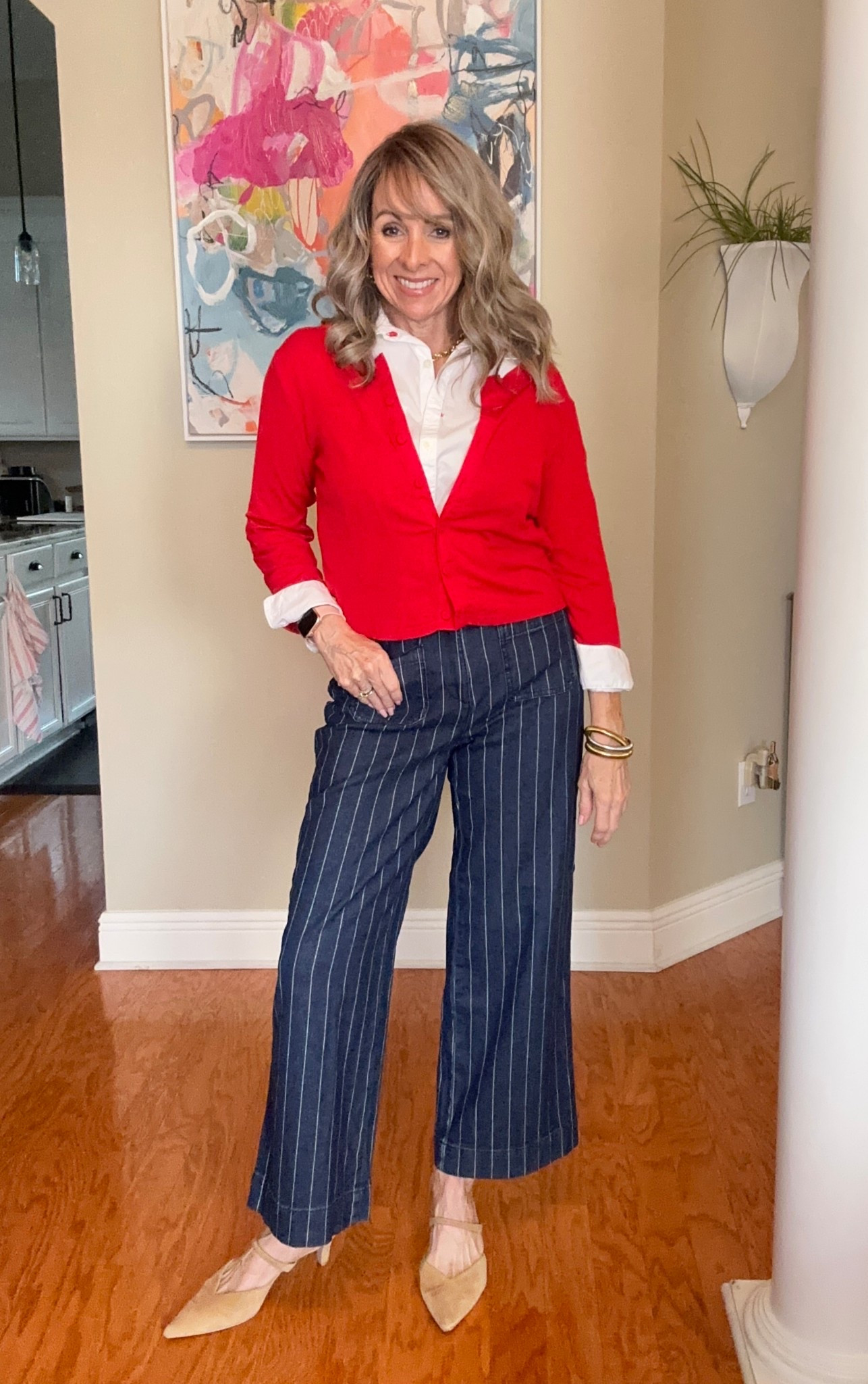 Classic pieces with a pop of color ❤️
A crisp white button-down layered under a bright red cardigan instantly elevates these pinstripe wide-leg pants. This is one of those easy outfits that works for casual days, lunch plans, or even a relaxed office look. Finished with comfortable flats for an effortless, pulled-together vibe.

✨ Timeless pieces you can mix all season
✨ Comfortable but still polished
✨ Easy outfit formula that always works

Everything is linked and ready to shop 

#LTKFindsUnder50 #LTKOver40 #LTKSaleAlert