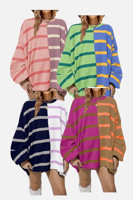 FP style, free people style, affordable sweater, oversized sweater, spring sweater, striped sweater 

#LTKstyletip #LTKMostLoved #LTKfindsunder50