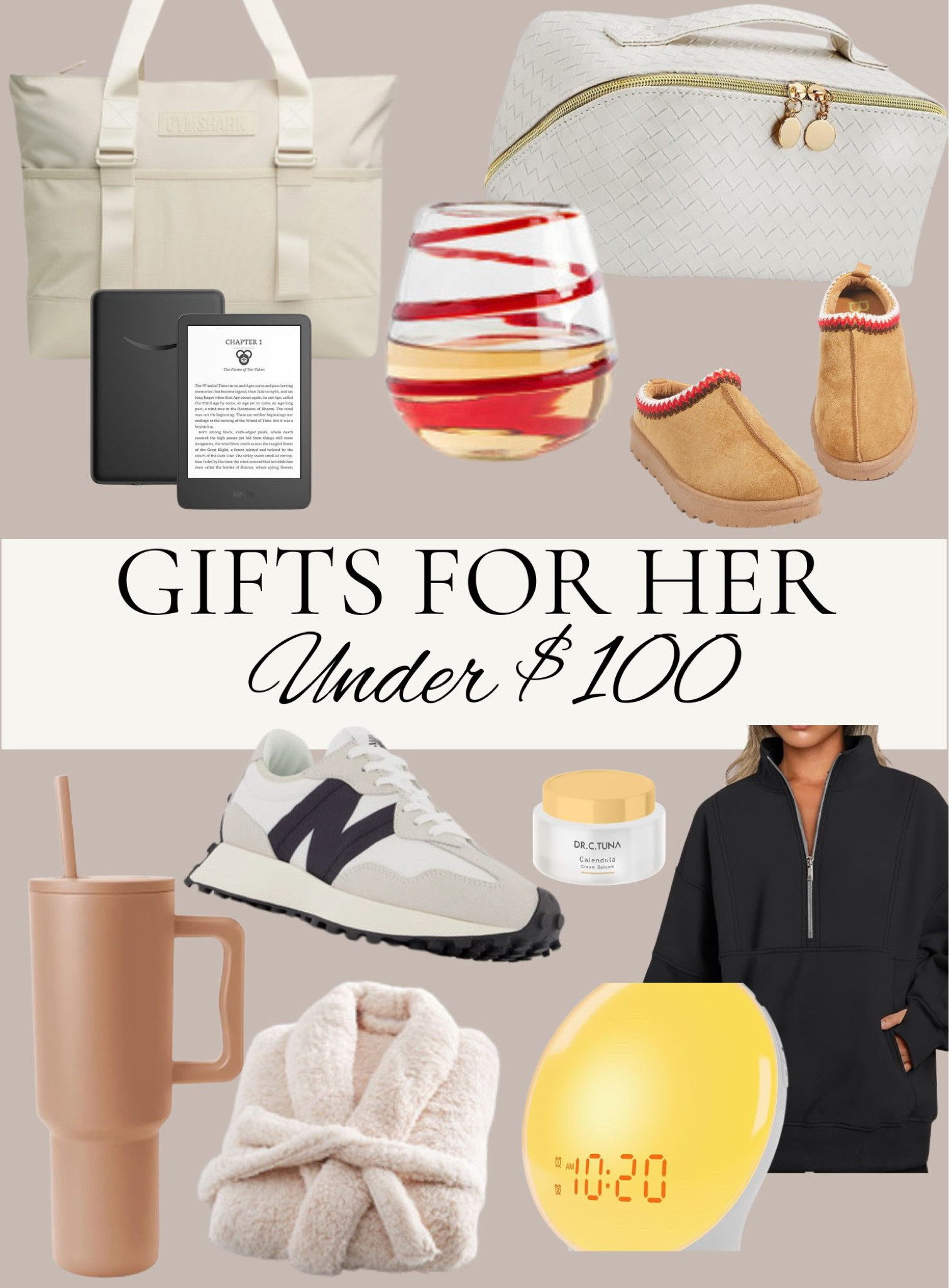 Gift guide for her under $100. I have a couple of this items and put the rest on my Christmas list this year!! How cute is that wine glass!? The Gymshark bag is so roomy and cute.I added a knock off for the hatch alarm clock! Everything linked! 

#LTKGiftGuide #LTKCyberWeek #LTKHoliday