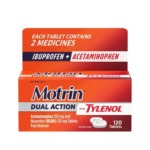 Motrin Dual Action with Tylenol, Ibuprofen & Acetaminophen, 120 ct | Walmart (US)