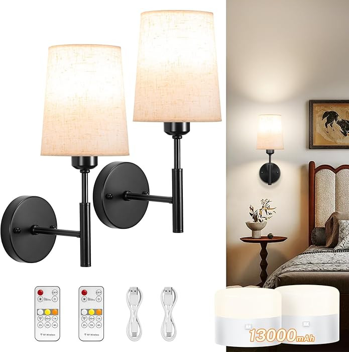 Wall Sconces Battery Operated, Battery Operated Wall Sconce with 13000mAh Magnetic Bulbs and Remo... | Amazon (US)