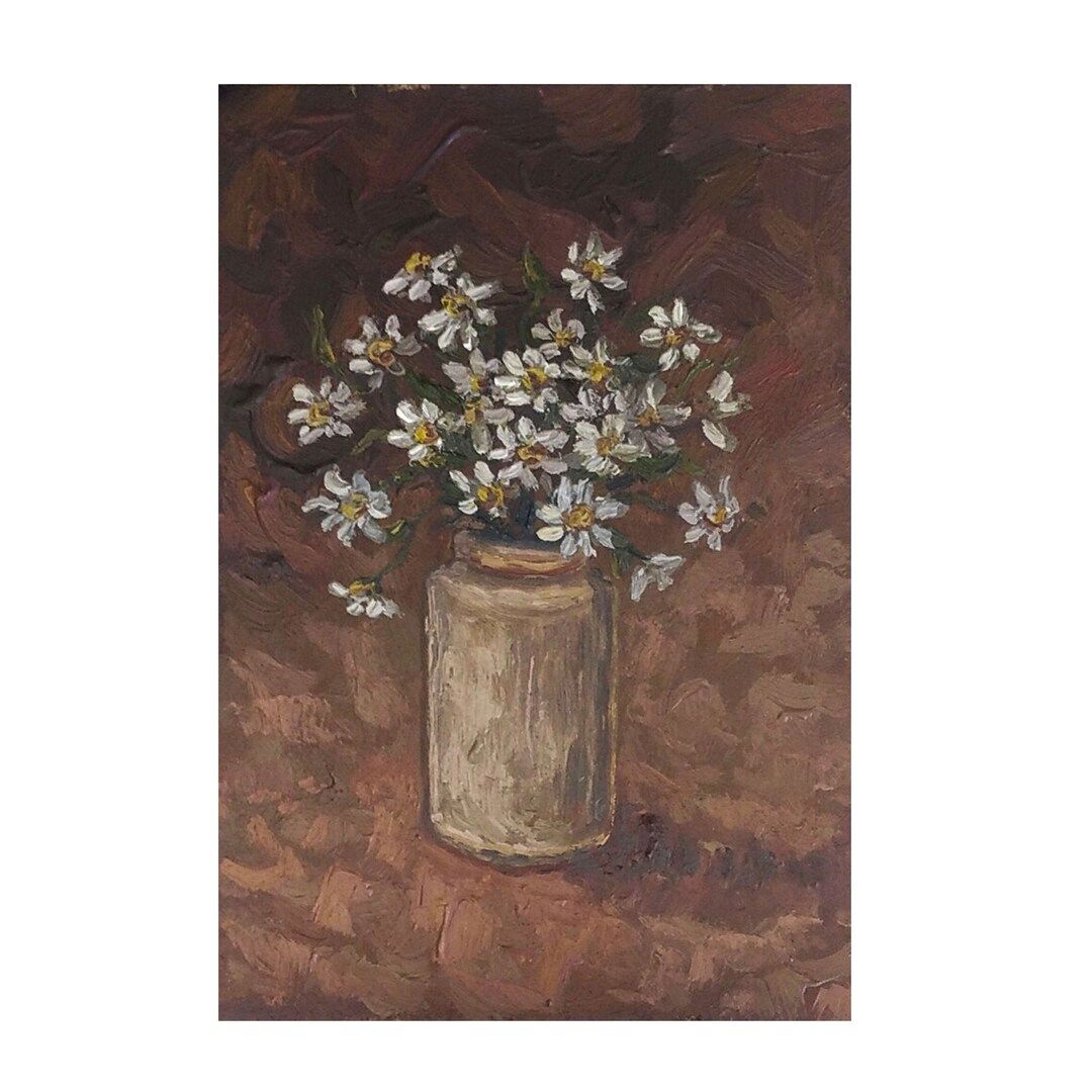 Daisy Small Painting,original Artwork,floral Still Life,vintage Style Art,gift Painting,handpaint... | Etsy (US)