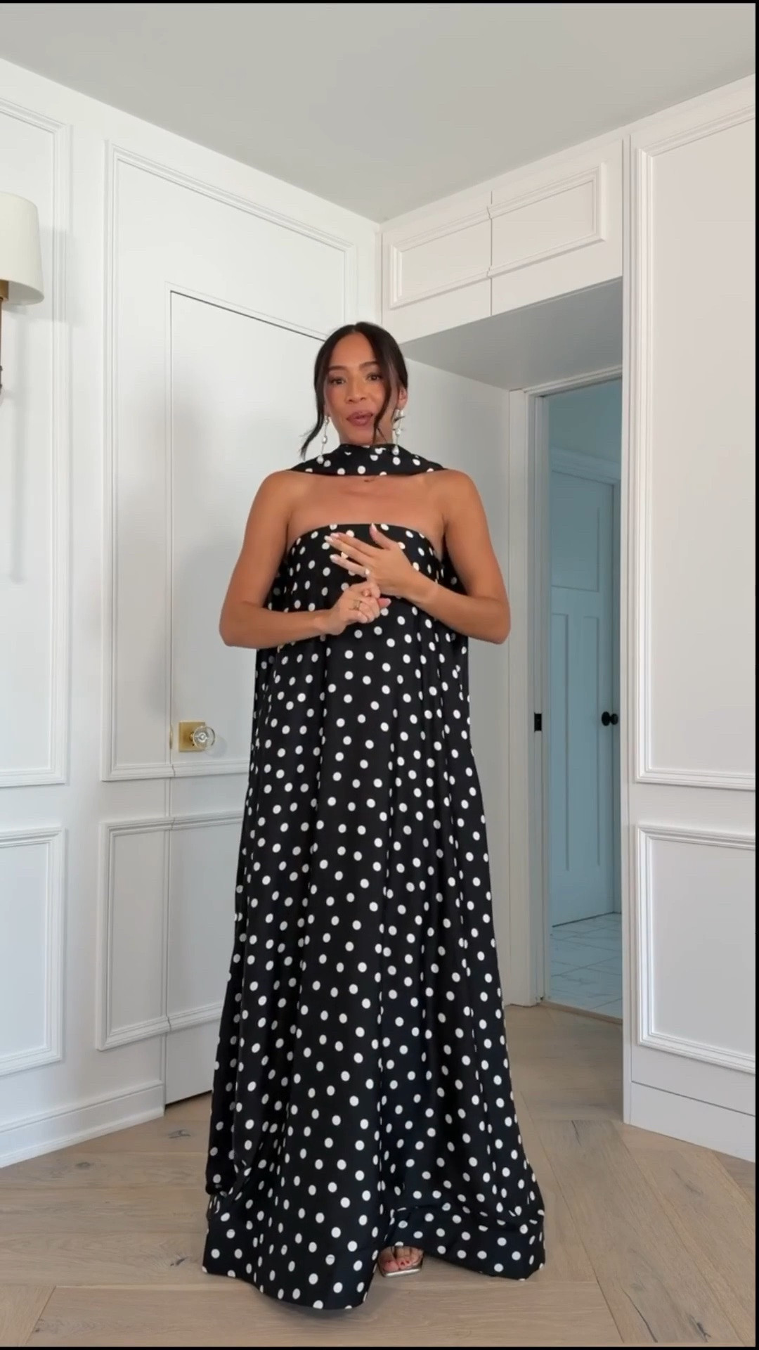 Summer wedding guest dress 🖤 The black and white polka dots are so fun for summer! Wearing size Small polka dot maxi dress 

event dress, wedding guest dress, cocktail dress, black tie dress, wedding guest dress summer, summer dresses

#LTKWedding #LTKSeasonal