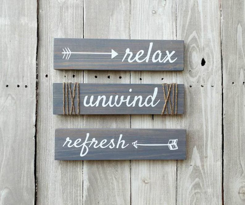 Relax Unwind Refresh sign, Rustic Bathroom Decor, Bathroom Wall Art, Rustic Decor, Farmhouse Deco... | Etsy (US)