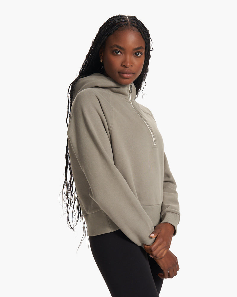Restore Half Zip Hoodie | Women's Wood Ash Hoodie | Vuori | Vuori Clothing (US & Canada)