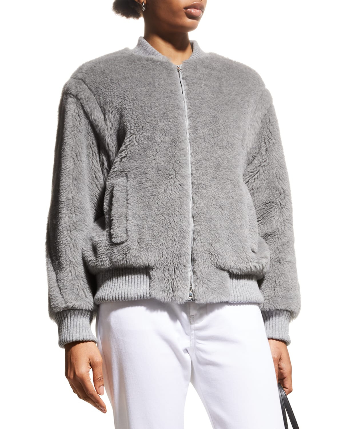 Terry Teddy Oversized Bomber Jacket | Neiman Marcus