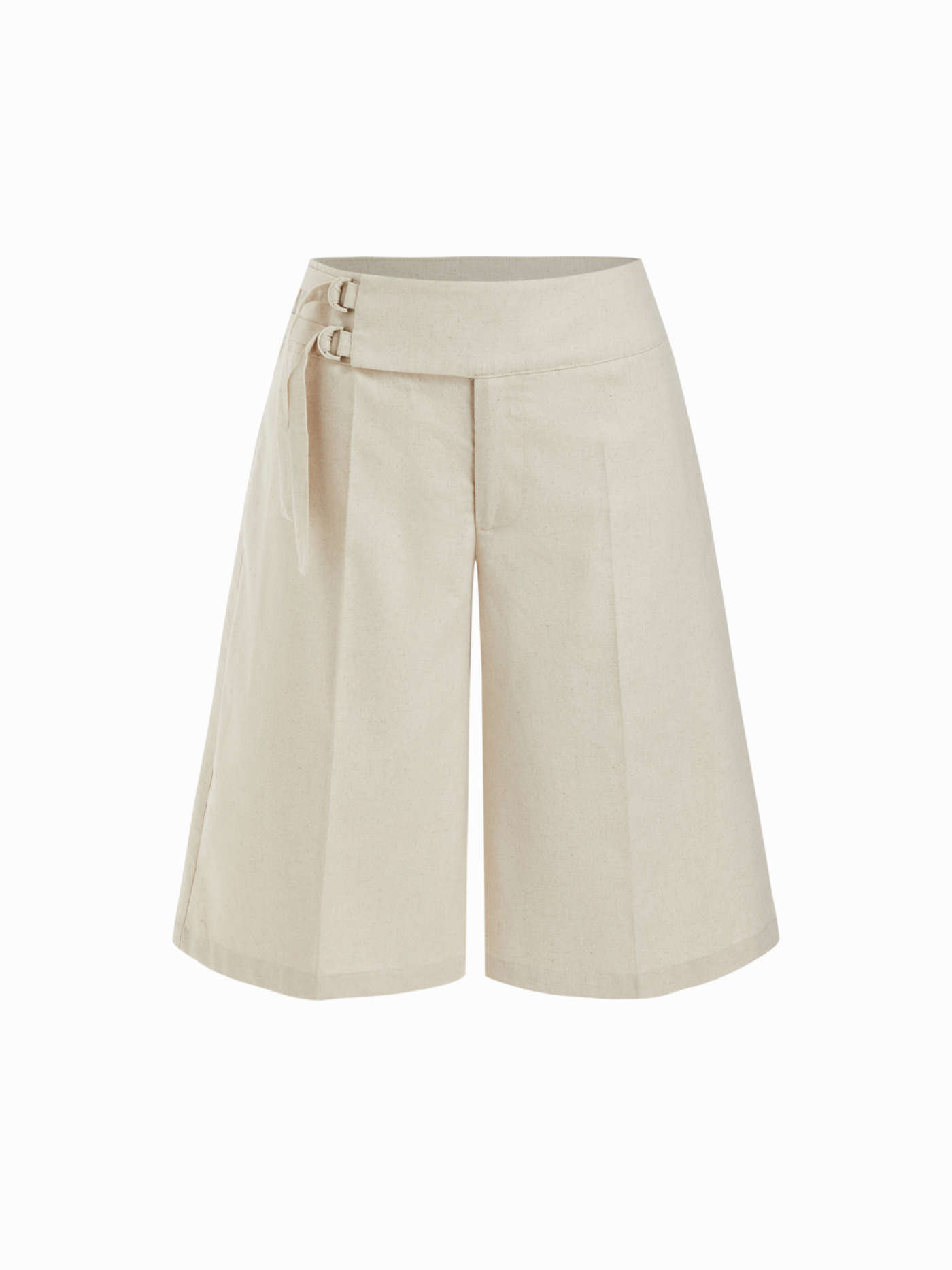 Linen-blend Low Rise Metal Detail Bermuda Shorts | Cider