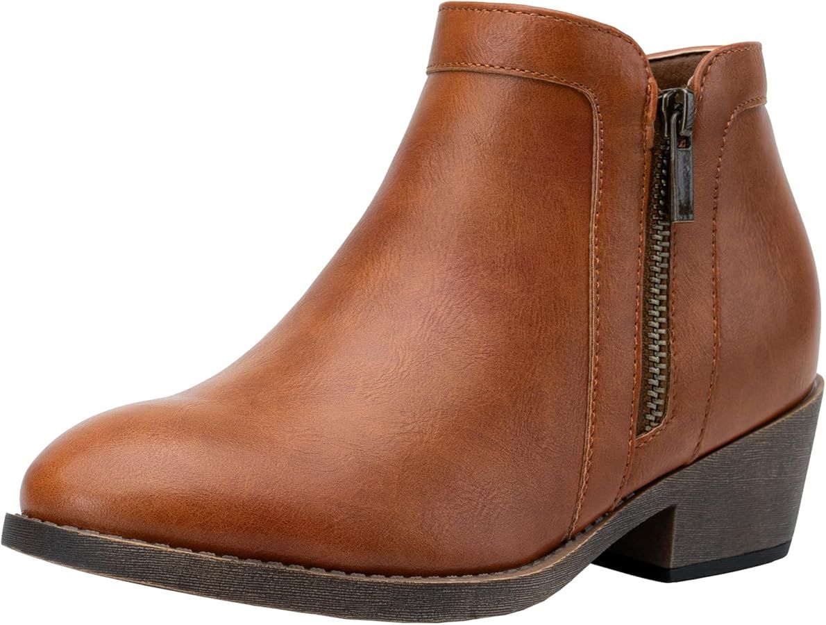 Jeossy Women's 9618 Classic Ankle Boots Slip on Chunky Heel Boots for Women | Amazon (US)