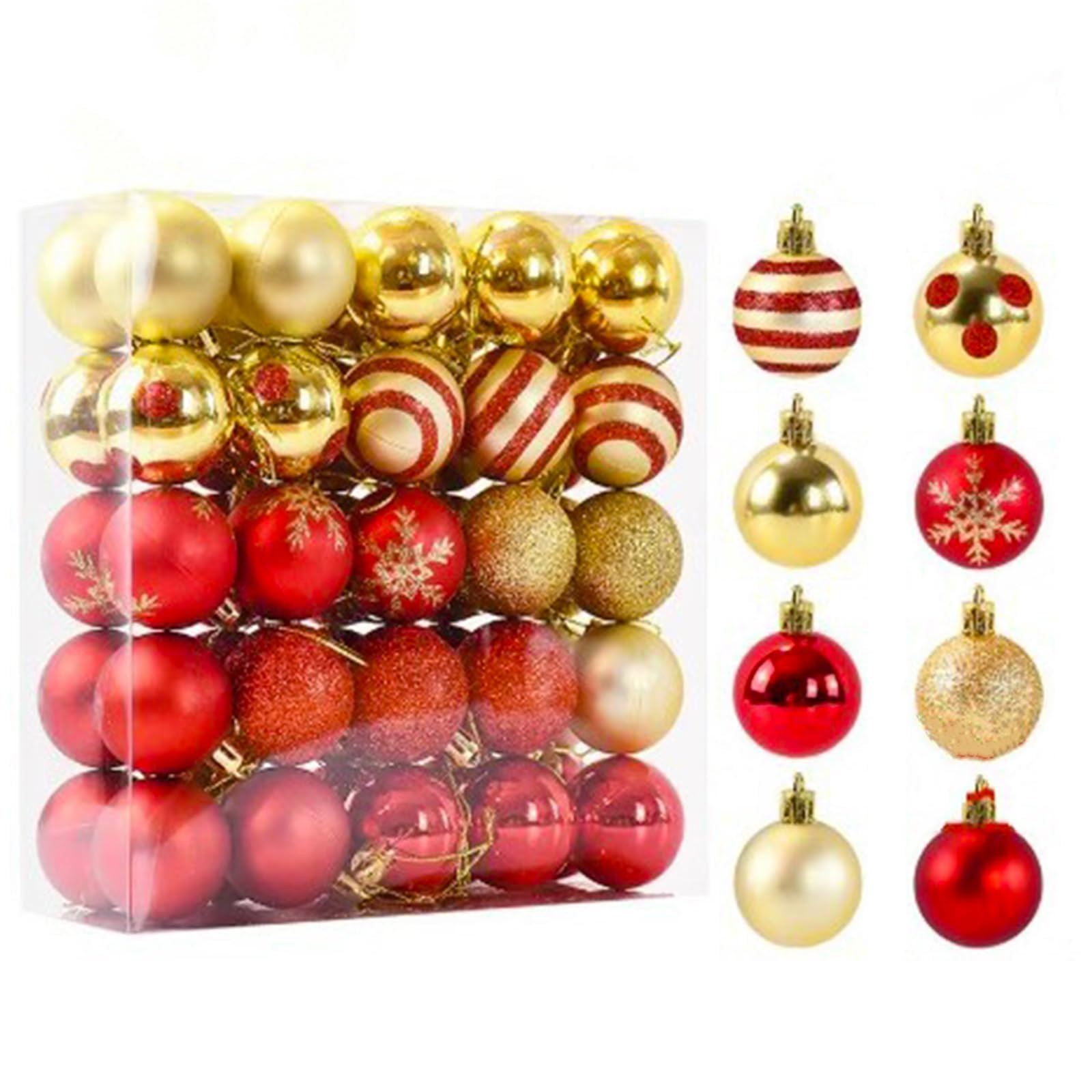 50 Pcs Christmas Ornaments Set, 1.57 Inch Shatterproof Red & Gold Christmas Tree Ball Ornaments, ... | Amazon (US)