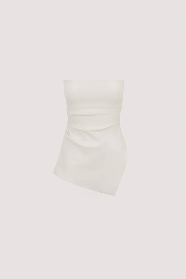 LUKE OFF WHITE LONGLINE BANDEAU TOP | DISSH