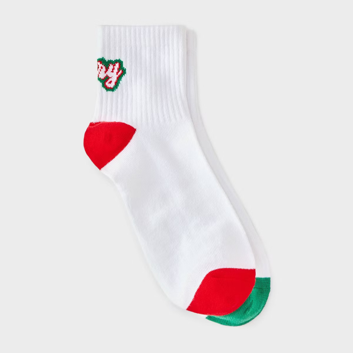Women's 'Merry & Bright' Christmas Ankle Socks - White/Red/Green 4-10 | Target