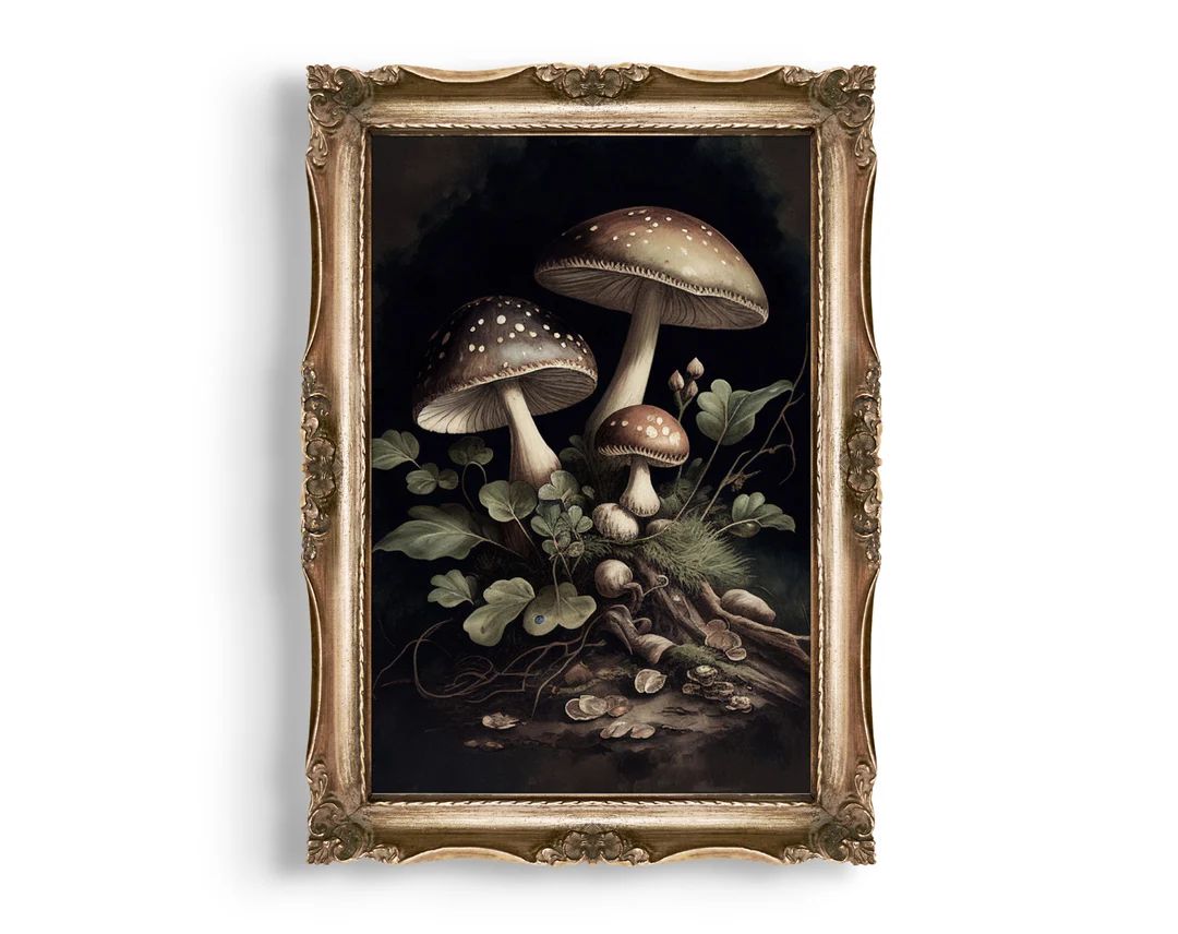 Woodland Mushrooms  Dark Cottagecore Print Witchy Wall Art - Etsy | Etsy (US)