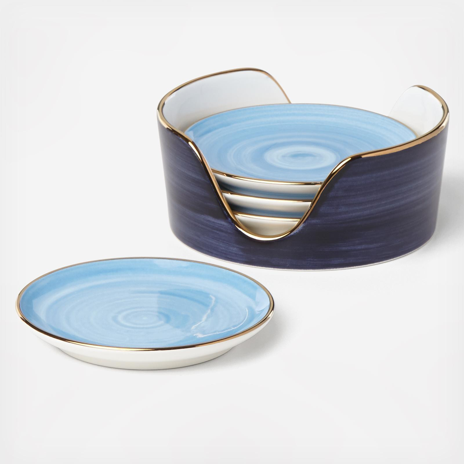 kate spade new york Charles Lane Coaster With Holder, Set of 4 - Indigo | Zola