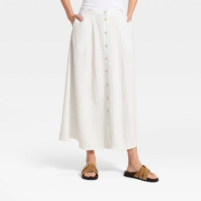 Women's Maxi A-Line Skirt - Universal Thread™ Light Blue Striped S | Target