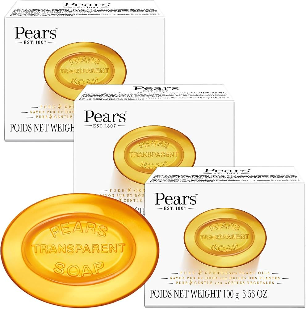 Pears Soap, Pure & Gentle with Natural Oils, 3-Pack \u2013 Transparent Amber Glycerin Soap for Pa... | Amazon (US)