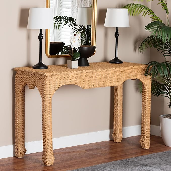 bali & pari Abena Handwoven Natural Rattan Console Table – Ming Style Wicker Accent Table or So... | Amazon (US)