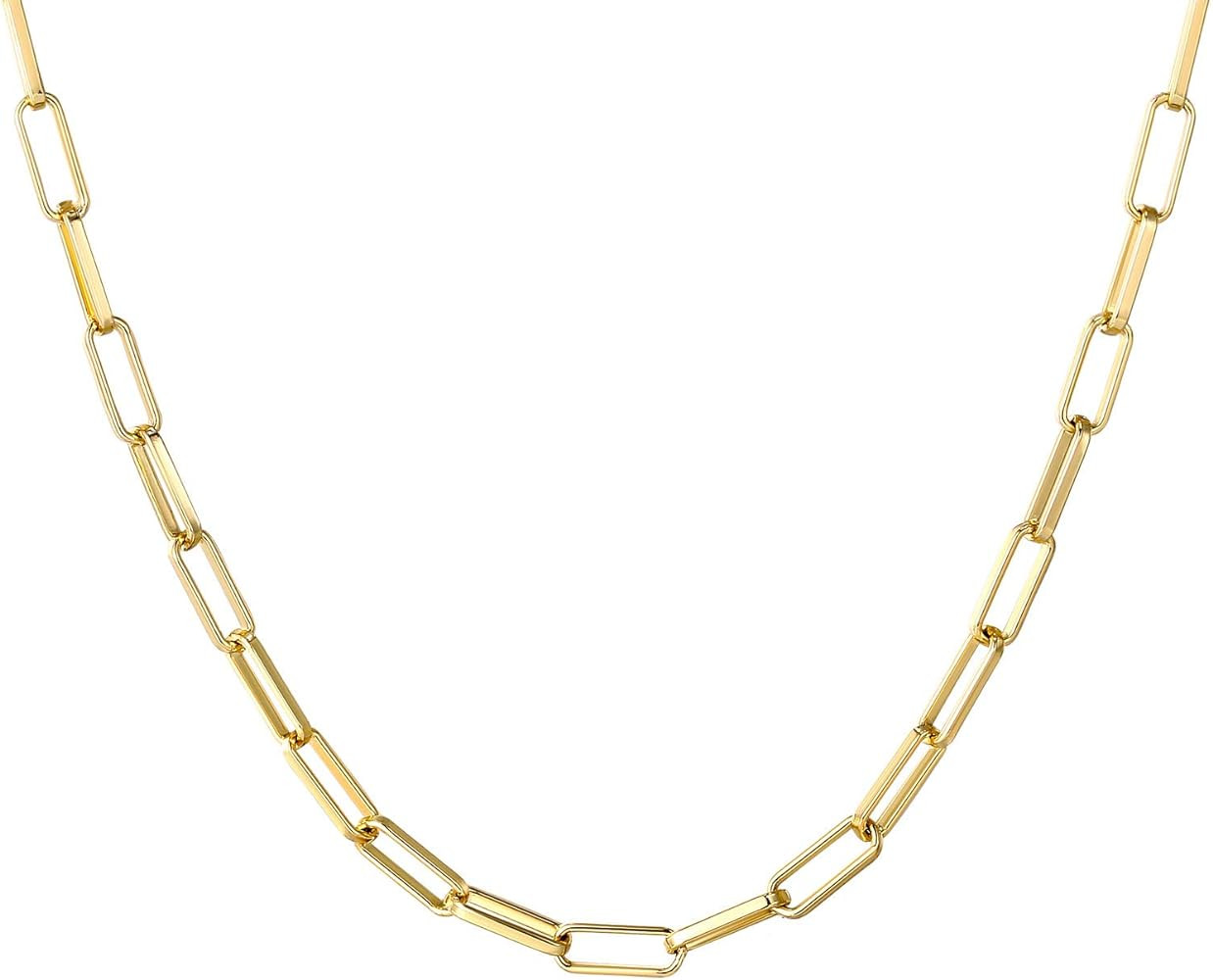Amazon.com: BOUTIQUELOVIN 14K Gold Plated Oval Link Chain Necklaces for Women Grils Dainty Paperc... | Amazon (US)