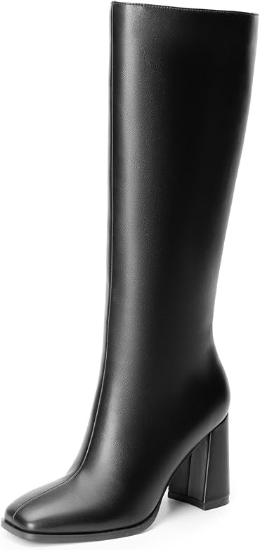 DREAM PAIRS Women's Knee High Boots Square Toe Gogo Boots Chunky Heel Boots with Side Zip Fashion... | Amazon (US)
