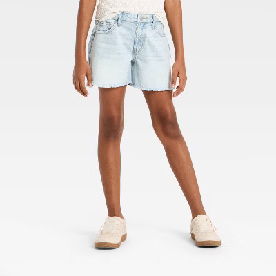 Girls' High-Rise A-line Denim Shorts - art class™ Light Wash Blue XS | Target