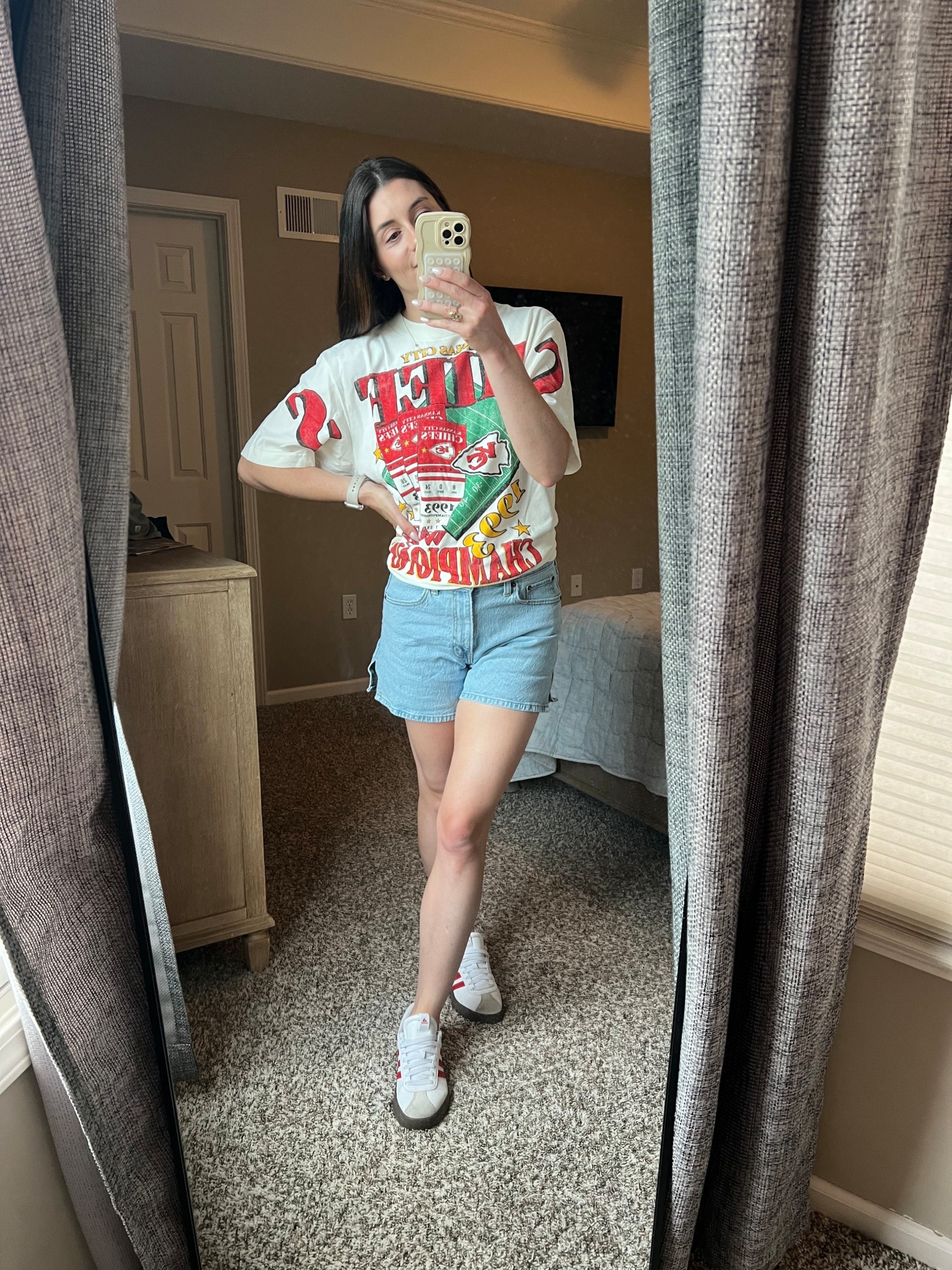 Chiefs outfits; chiefs tshirts; red Friday; chiefs; this shirt is oversized. Size down. 

#LTKStyleTip #LTKShoeCrush #LTKSeasonal