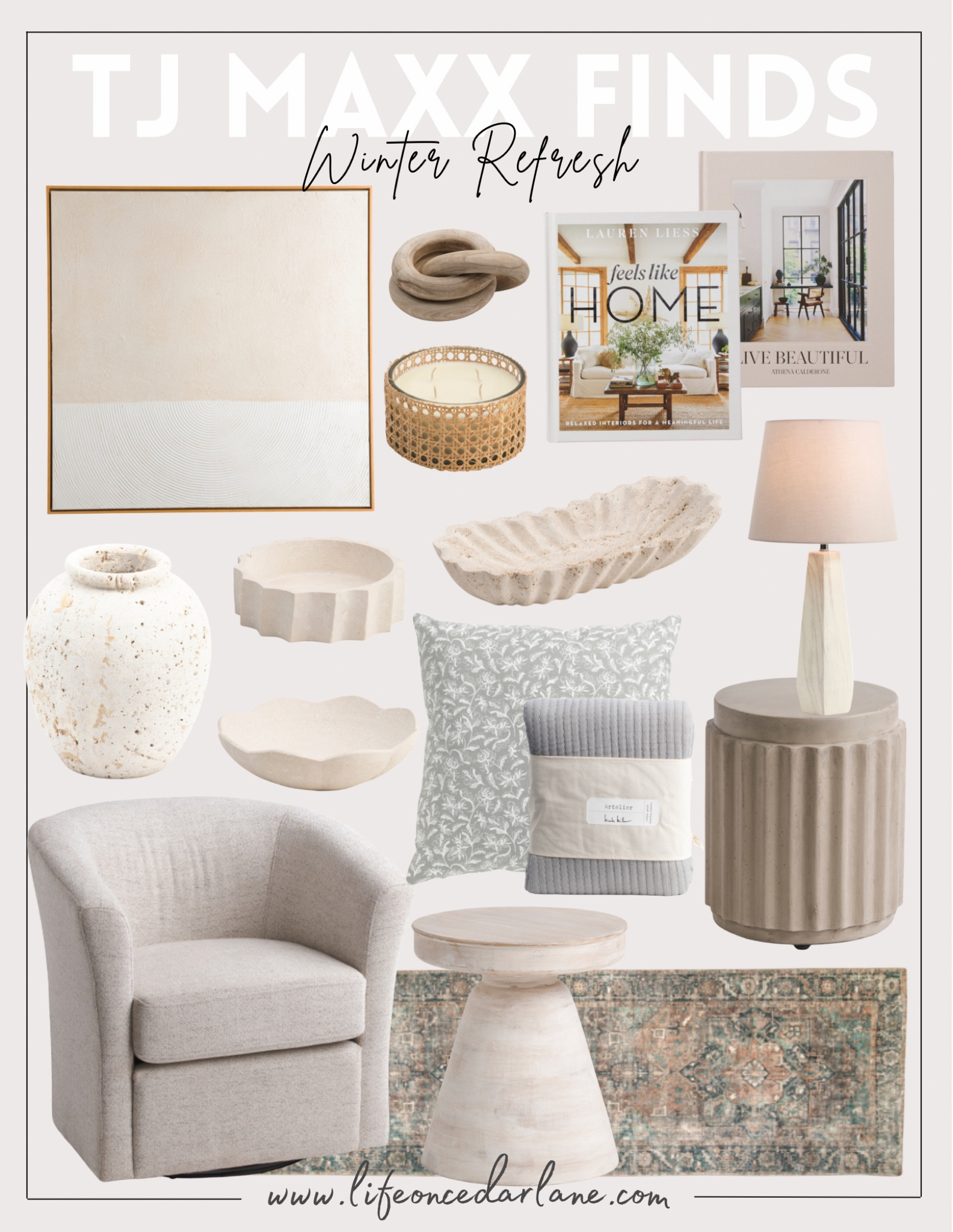 Affordable Decor TJ Maxx finds! So many awesome finds from accent chairs, table lamps, lighting and more at affordable prices too!

#homedecor #livingroomdecor #shelfstyling 



#LTKsalealert #LTKhome #LTKfindsunder50