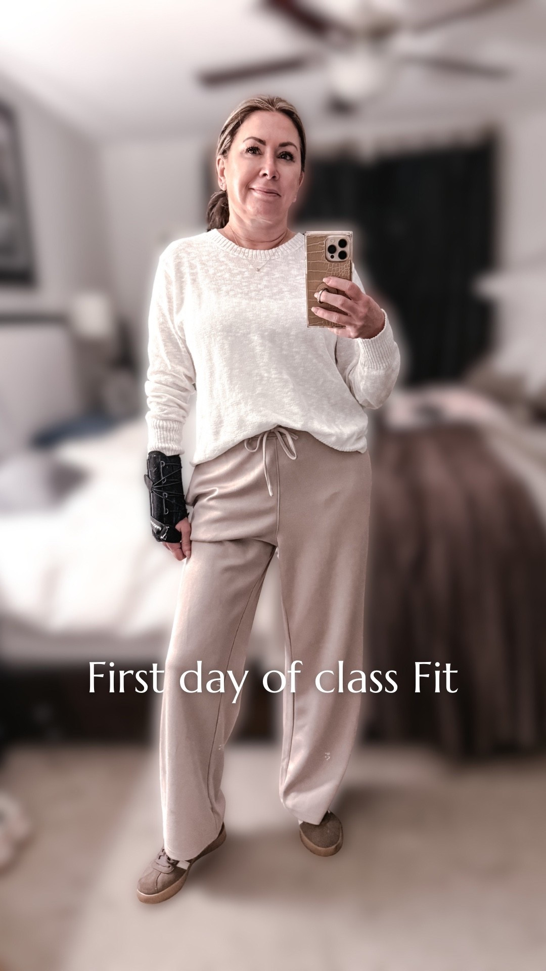 First day of class fit 🤍

Keeping it comfy but put together! These cozy neutral pants are from an Amazon set (so good for travel, errands, or class days), and I paired them with my favorite lightweight beach sweater from J.Crew Factory. Easy, relaxed, and perfect for those mornings when you want to feel comfortable but still look pulled together.

Shop the outfit details here 👇#LTKStyle #LTKFinds #AmazonFashion #NeutralStyle #CasualOutfits #Over40Style #ComfortableStyle



#LTKootd