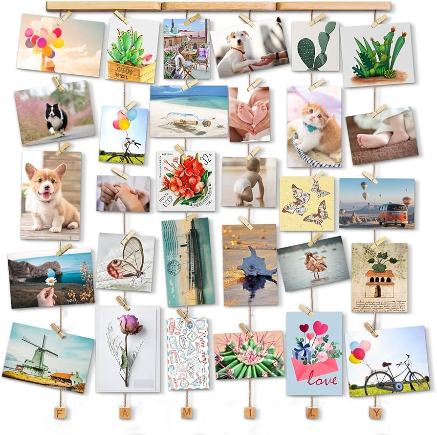 Love-KANKEI Family Picture Frame Collage Picture Frame for Wall Hanging Display 30 Pegs for Mixed... | Amazon (US)
