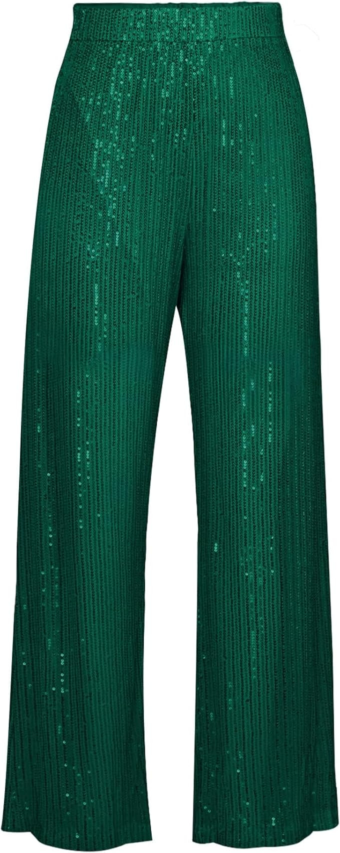 Women Sparkle Outfits Sequin Long Sleeve Blouse Shirt Top Glitter Long Loose Pants Bling Party Cl... | Amazon (US)