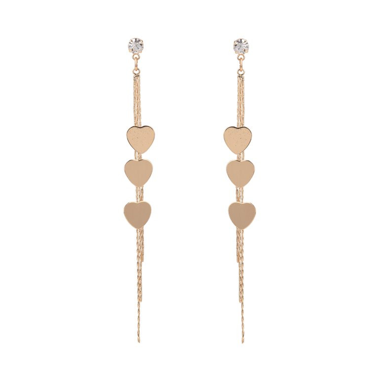 No Boundaries Adult Female Gold Tone Heart Linear Earring | Walmart (US)