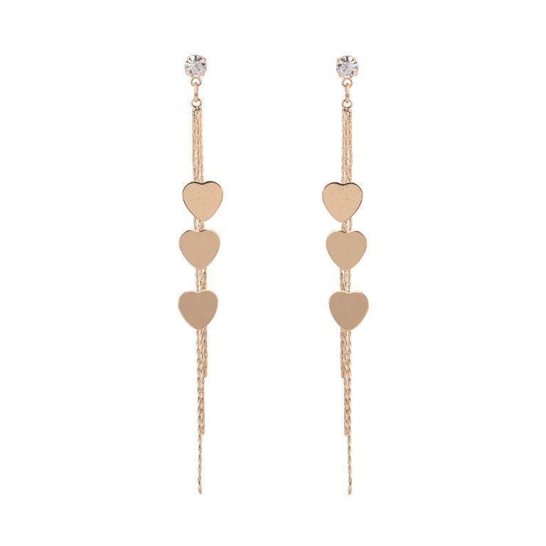 No Boundaries Adult Female Gold Tone Heart Linear Earring | Walmart (US)