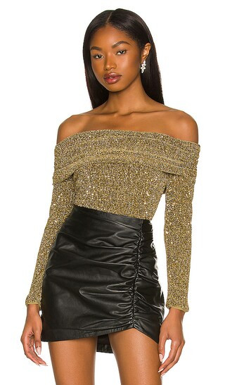 Fatima Bodysuit in Antique Gold | Revolve Clothing (Global)