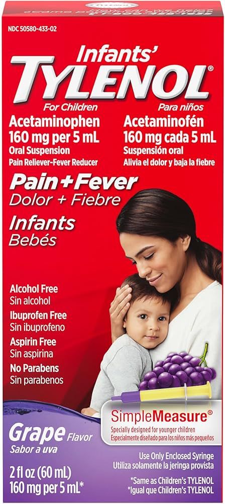 Infants' Tylenol Acetaminophen Liquid Medicine, Grape, 2 fl. oz | Amazon (US)