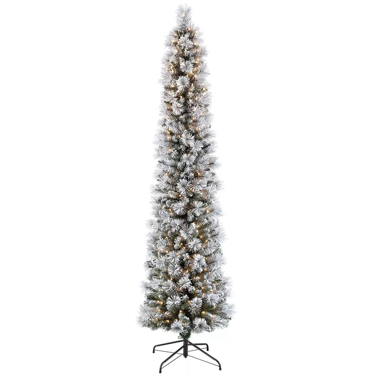 7.5ft Pre-lit Slim Pencil Christmas Tree Flocked Portland Pine | Target