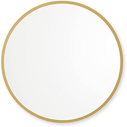 Better Bevel 24” x 24” Matte Gold Rubber Framed Mirror | Round Bathroom Wall Mirror | Amazon (US)