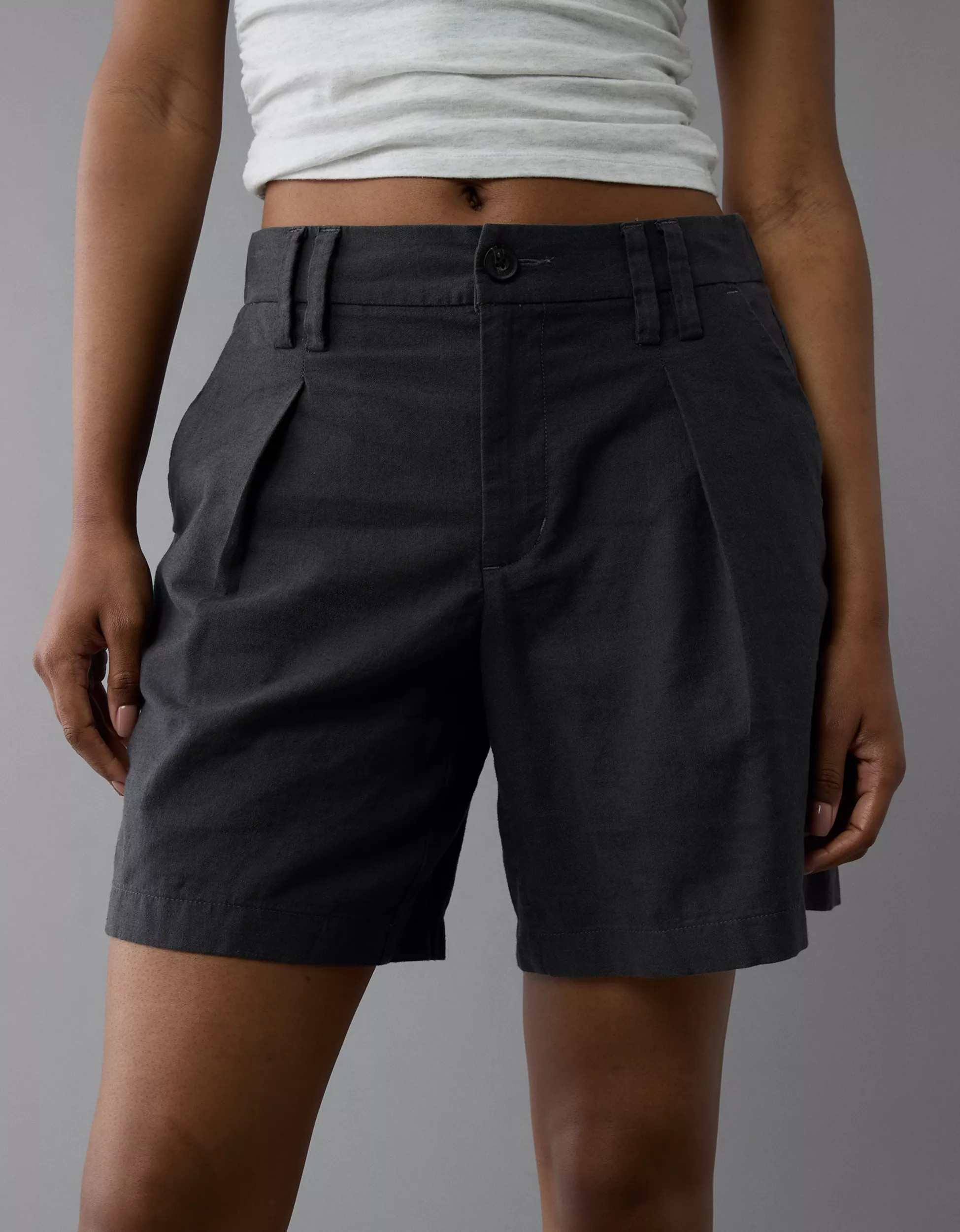 AE Stretch Linen-Blend 8" Trouser Short | American Eagle Outfitters (US & CA)