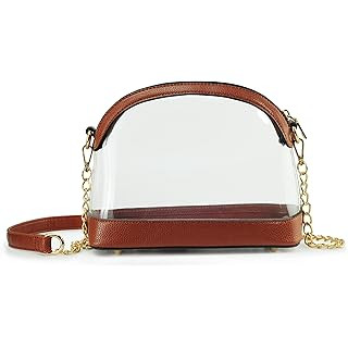 Clear Cross Body Bag with Vegan Leather Trim Stadium Approved Women Shoulder Handbag | Amazon (US)
