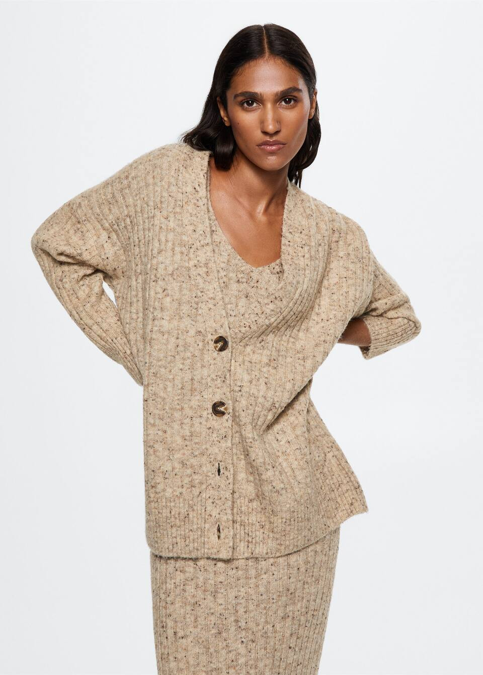 Marbled ribbed knitted cardigan -  Women | Mango USA | MANGO (US)