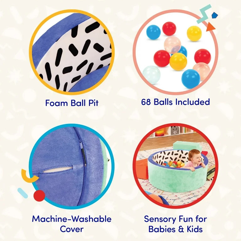 Battat Hop in Foam Ball Pit with 65+ Balls and Washable Indoor Multicolor Cover, Toddler and Pres... | Walmart (US)
