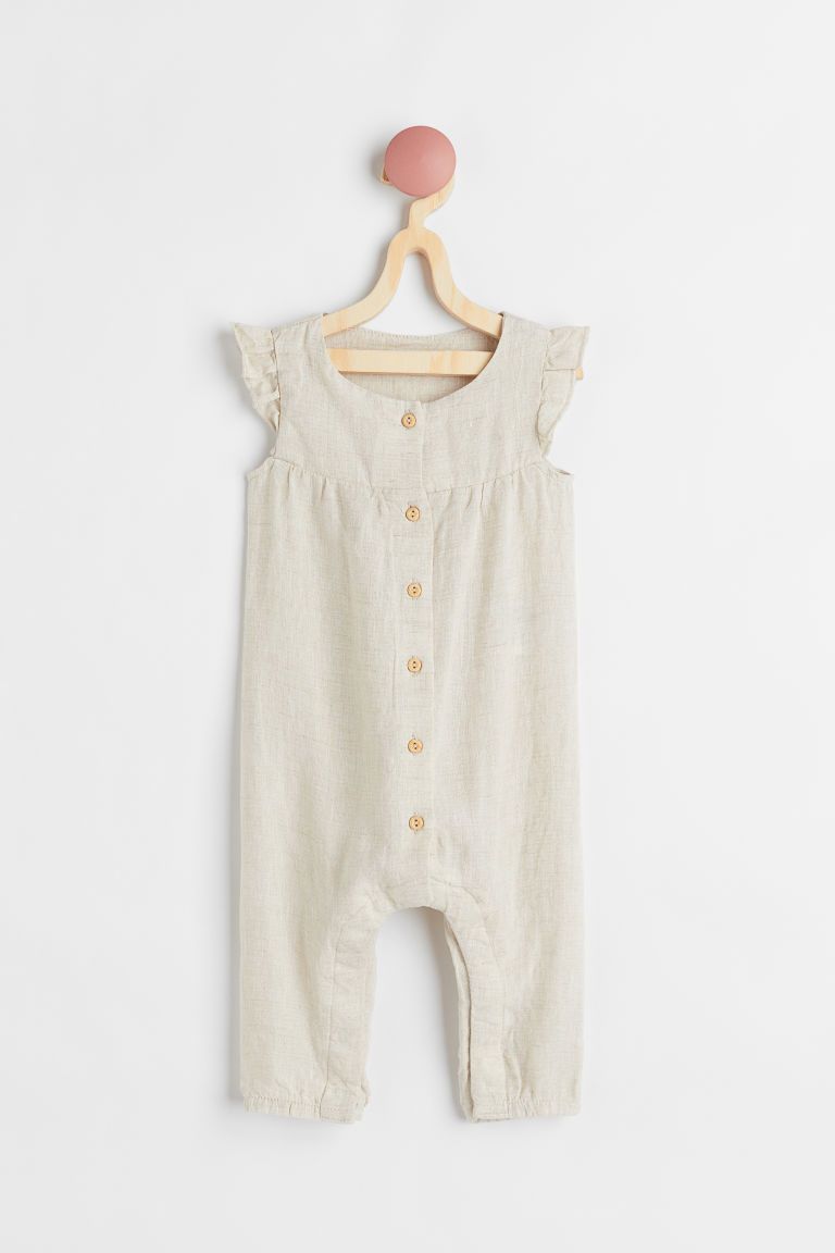 H & M - Linen-blend Romper - Beige | H&M (US + CA)