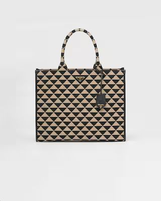 Large Prada Symbole embroidered fabric handbag | Prada Spa US