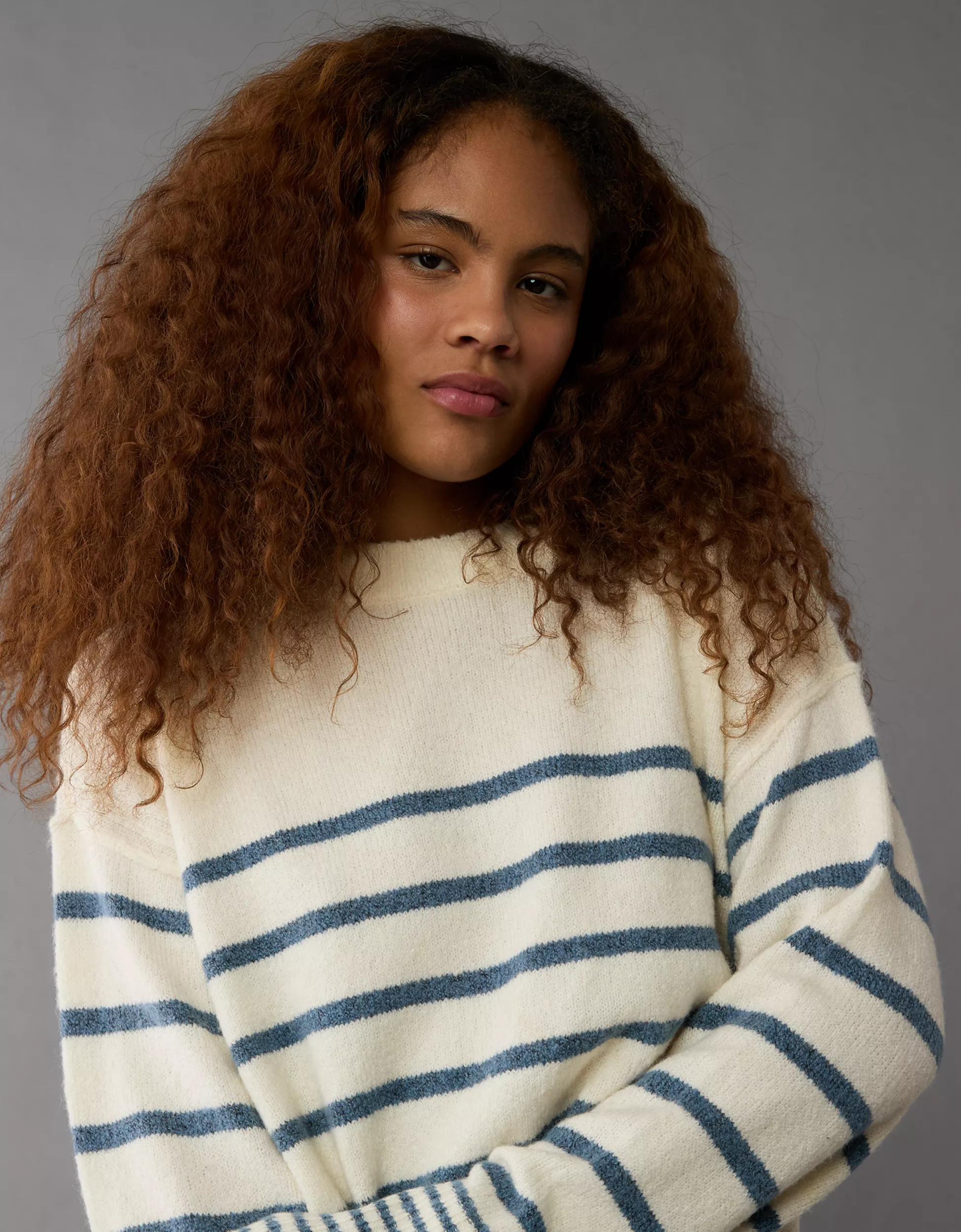 AE Whoa So Soft Striped Crew Neck Sweater | American Eagle Outfitters (US & CA)
