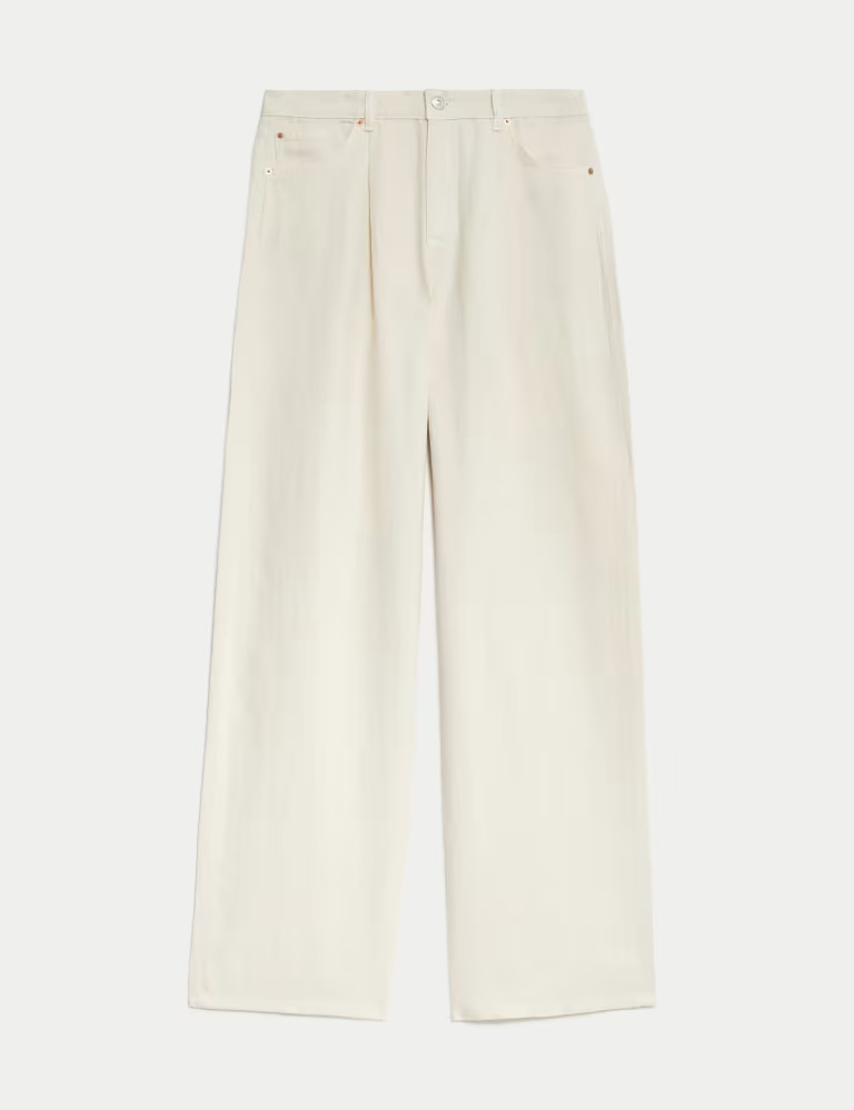Linen Blend High Waisted Wide Leg Jeans | Marks & Spencer (UK)