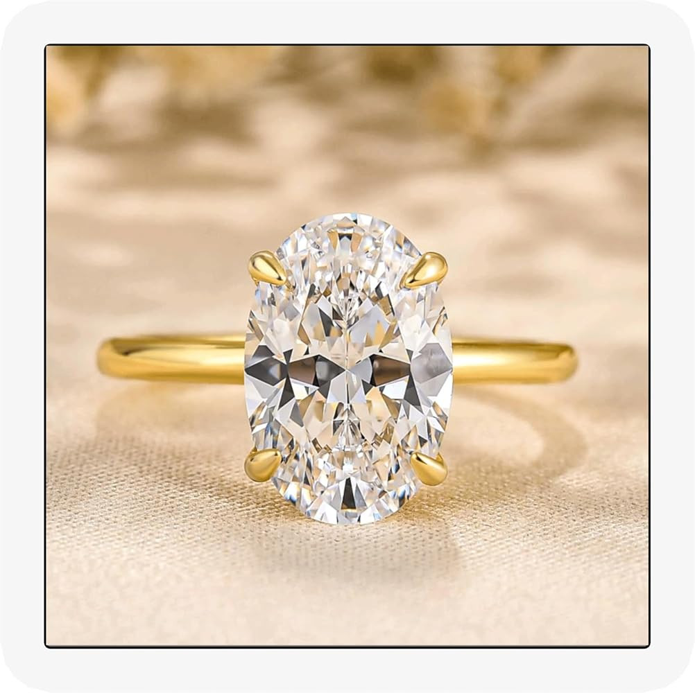1CT/2CT/3CT 14k Gold Plated 925 Sterling Silver Engagement Rings Oval Cut Cubic Zirconia CZ Weddi... | Amazon (US)