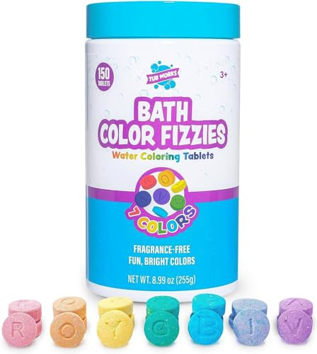 Tub Works® Bath Color Fizzies, 150 Count | Nontoxic & Fragrance-Free | Fizzy, Bath Color Tablets... | Amazon (US)