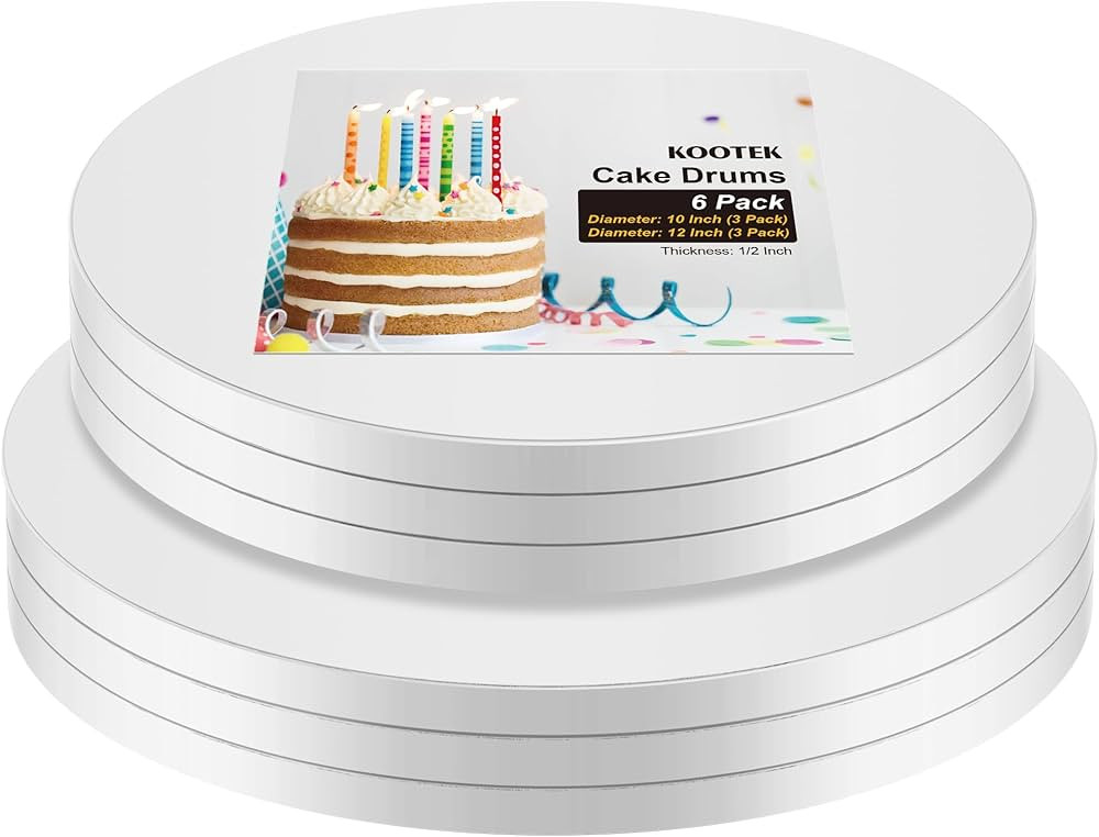 Kootek Cake Boards Drum 10 & 12 Inch Round, 1/2" Thick Cake Drums, Cake Decorating Supplies White... | Amazon (US)