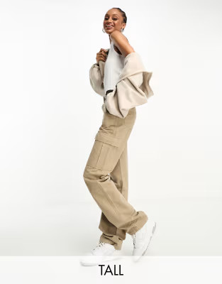 › Stradivarius Tall straight leg cargo pants in stone | ASOS (Global)