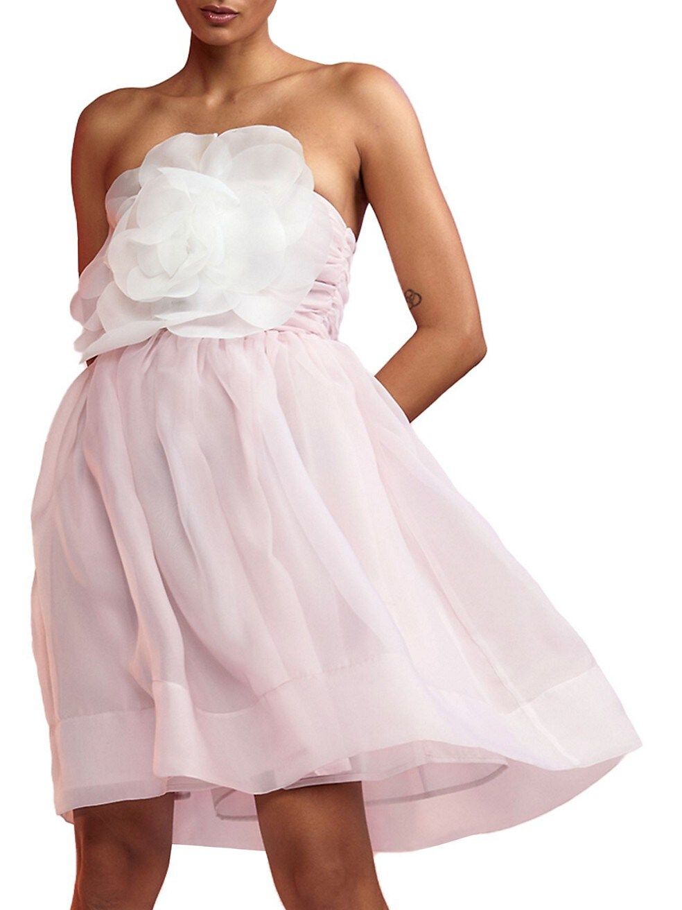 Cynthia Rowley Organza Flower Strapless Minidress | Saks Fifth Avenue