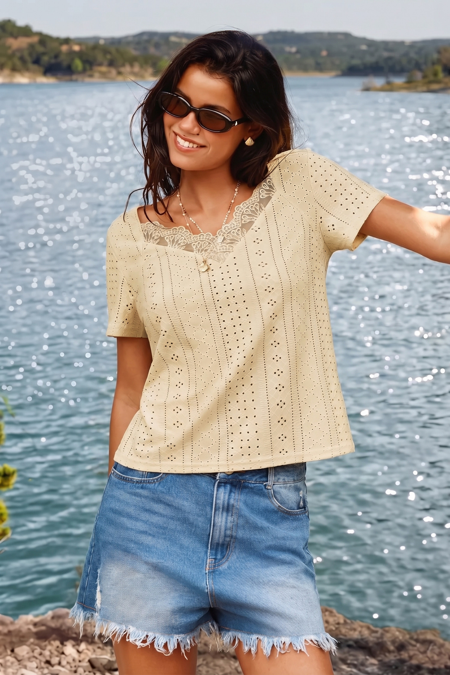 My Moment Beige Tee - L | Cupshe US