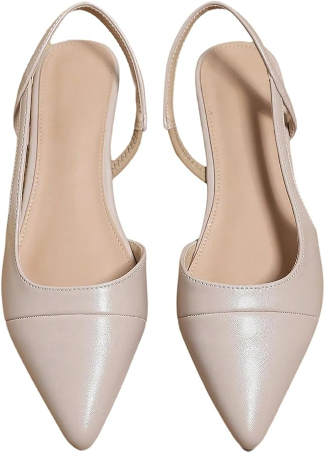 OYOANGLE Women's Pointed Toe Slingback Flats Slip on Flats Casual Dressy Office Work Shoes | Amazon (US)