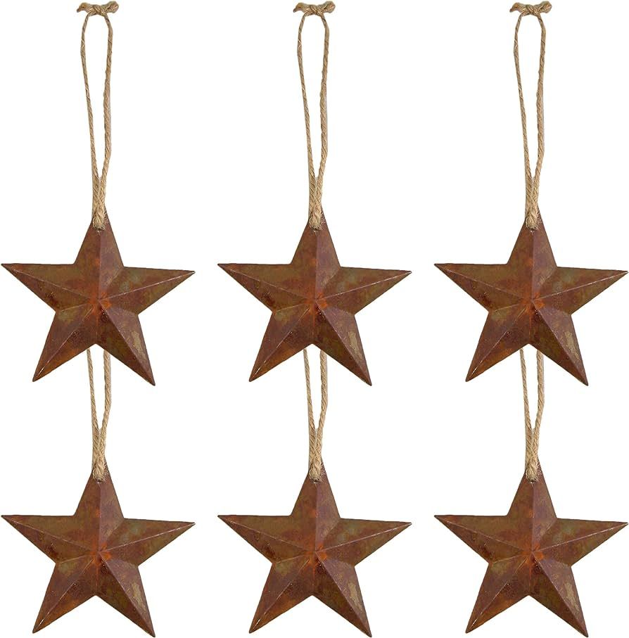 APMRUMGO Rustic Metal Wall Hanging Star Country Patriotic Ornament, 5 1/2 Inch, Pack of 6 | Amazon (US)